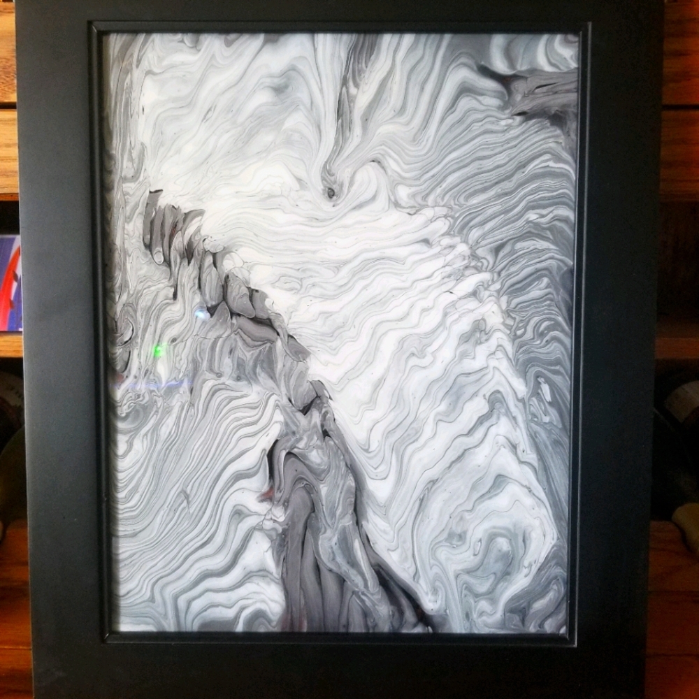 Handcrafted Acrylic Pour 'Zebraesque' - Picture 1 of 11